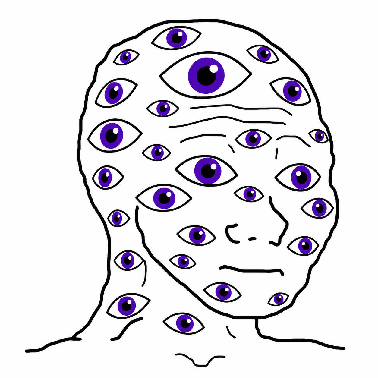 Argus Wojak with many purple eyes